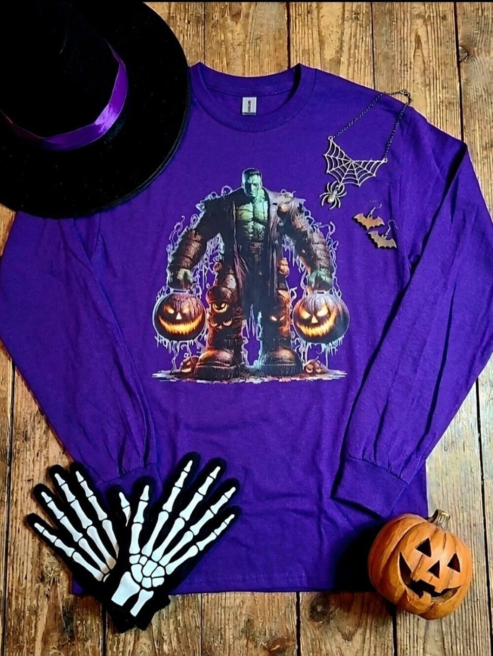 Frankenstein Halloween Long Sleeve Shirt • Unisex Spooky Monster Graphic •